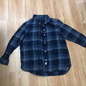 Ralph Lauren Blue Plaid/Flannel like sleeve top